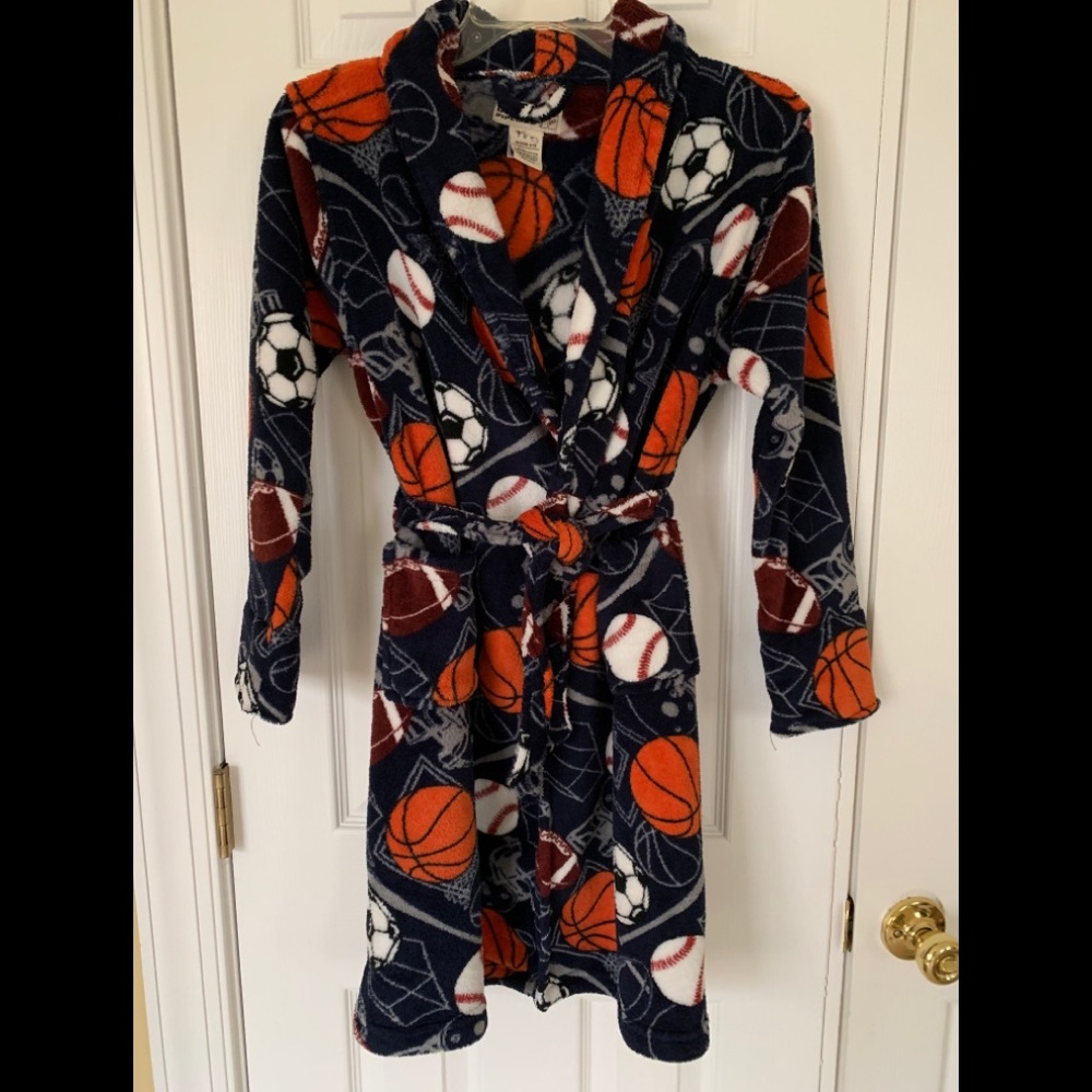 Urban Pipeline Bathrobe Boys Size M (8/10) Blue Orange Fleece Sport Plush